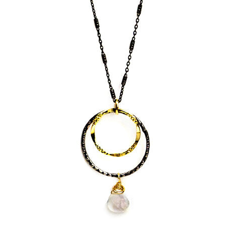 Calliope - Double Circles w/ Moonstone Drop Necklace