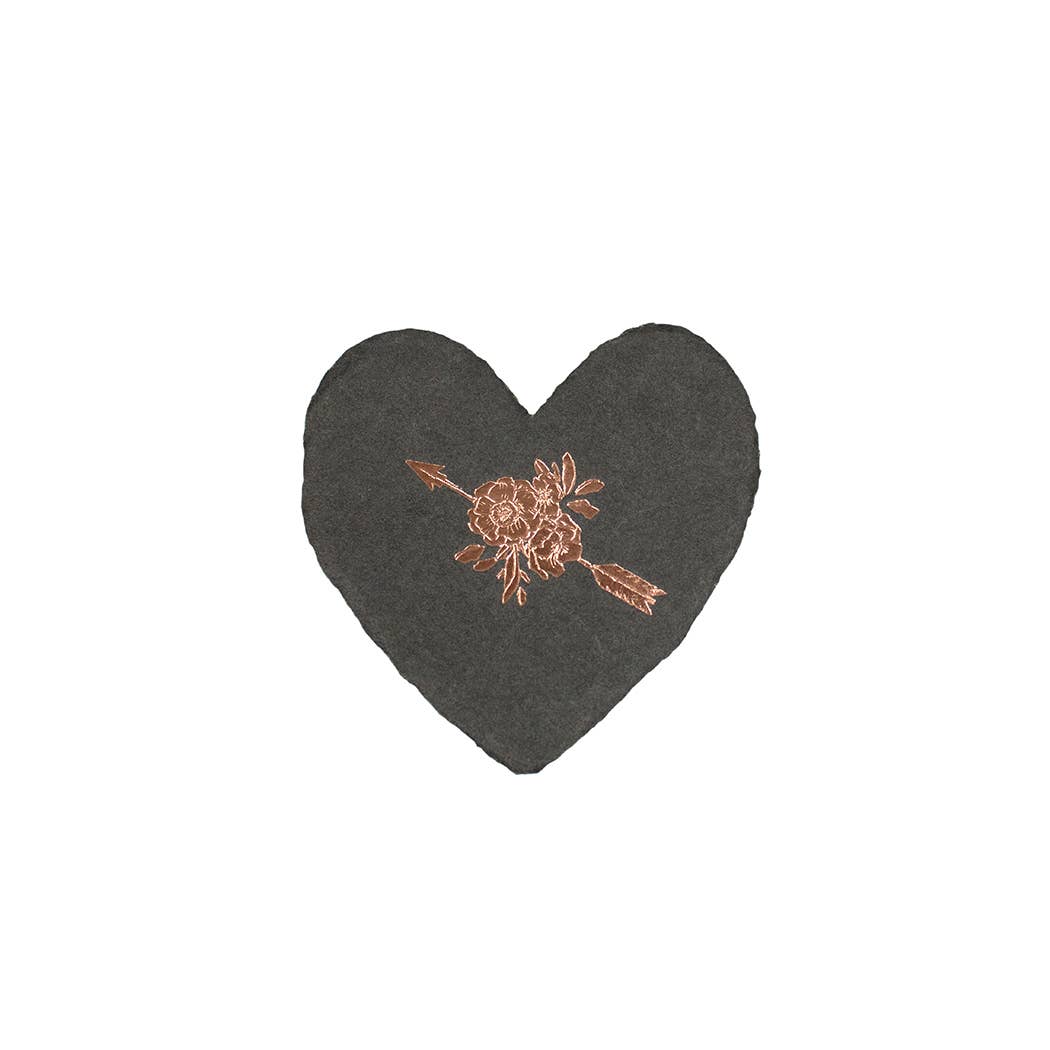 Arrow And Rose Petite Foiled Handmade Paper Heart
