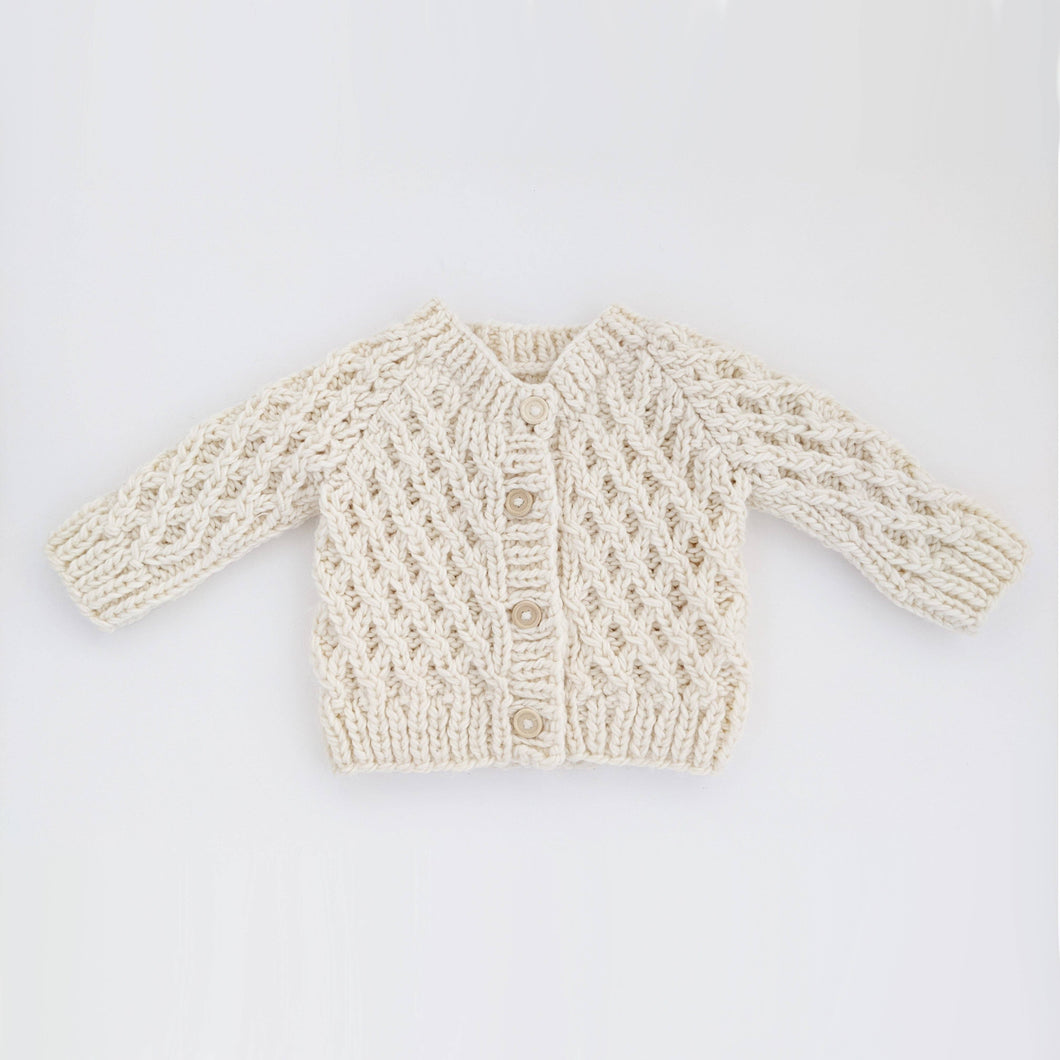 Waffle Cardigan Sweater Natural: 6-12 months